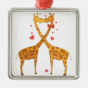 Giraffes in liefde metalen ornament