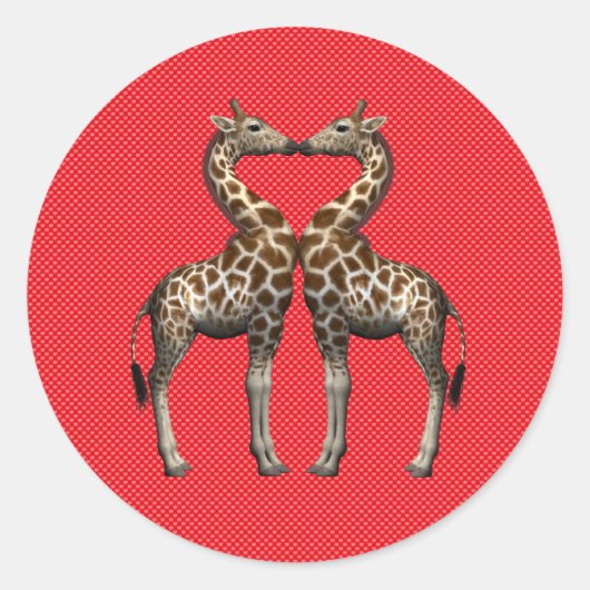 Giraffes in liefde ronde sticker (Voorkant)
