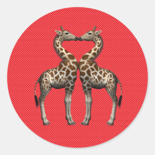 Giraffes in liefde ronde sticker