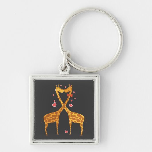 Giraffes in liefde sleutelhanger (Voorkant)
