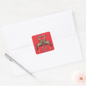 Giraffes in liefde vierkante sticker (Envelop)