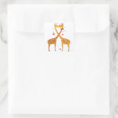 Giraffes in liefde vierkante sticker (Tas)
