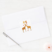 Giraffes in liefde vierkante sticker (Envelop)