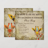 Giraffes in Shabby Baby shower Kaart (Voorkant / Achterkant)