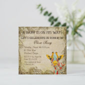 Giraffes in Shabby Baby shower Kaart (Staand voorkant)