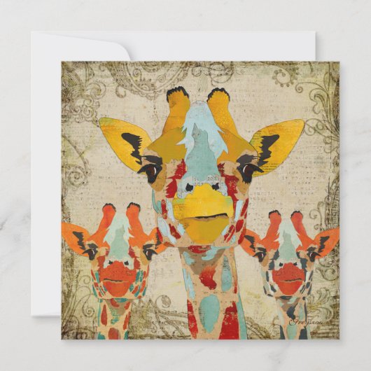 Giraffes in Shabby Baby shower Kaart (Achterkant)