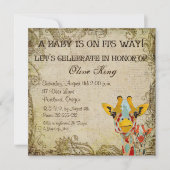 Giraffes in Shabby Baby shower Kaart (Voorkant)