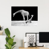 Giraffes in zwart-wit poster (Thuiskantoor)