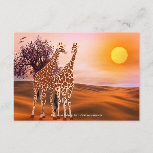 Giraffes Kaart voor een bruiloft of accommodatie (Achterkant)