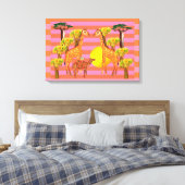 Giraffes, kameel en een vogeldoek canvas afdruk (Insitu (Slaapkamer))