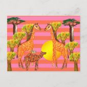 Giraffes, kameel, vogeltekening Briefkaart (Voorkant)
