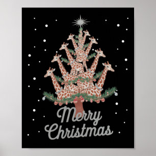 Giraffes Kerstboom Giraffe Kerstboom Merry Ch Poster