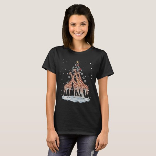 Giraffes Kerstboom Giraffe Kerstboom Merry Ch T-shirt (Voorkant volledig)