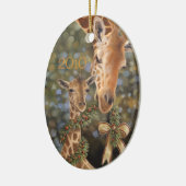 Giraffes kerstversiering keramisch ornament (Links)