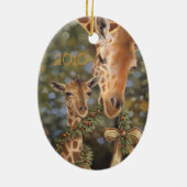 Giraffes kerstversiering keramisch ornament (Achterkant)