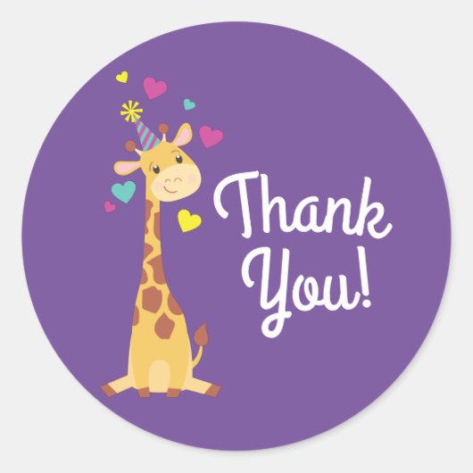 Giraffes Kinderen Birthday Party Cute Hartelijk da Ronde Sticker (Voorkant)