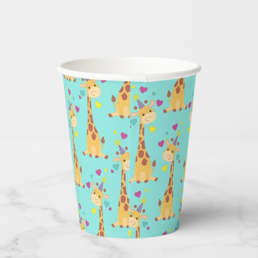 Giraffes kinderen op zaterdag in Cute Paper Cups Papieren Bekers (Rechts)
