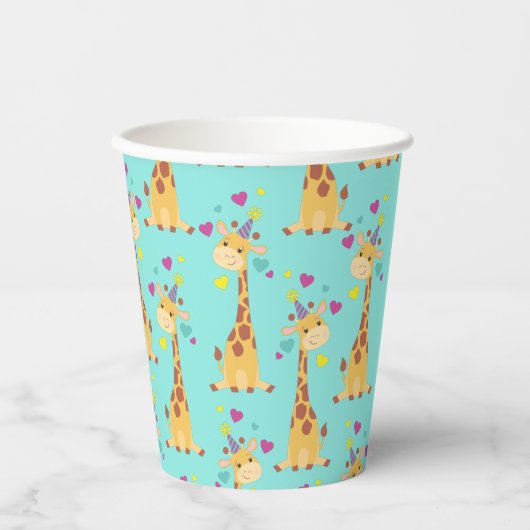 Giraffes kinderen op zaterdag in Cute Paper Cups Papieren Bekers (Voorkant)