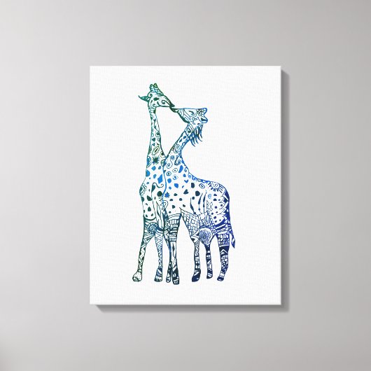 Giraffes Kiss Tekening Enkele Print (Voorkant)