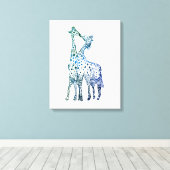 Giraffes Kiss Tekening Enkele Print (Insitu (Houten vloer))