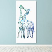 Giraffes Kiss Tekening Enkele Print (Insitu (Houten vloer))