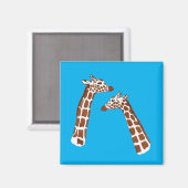 Giraffes kletsen op blauwe achtergrond magneet (Voorkant / Achterkant)