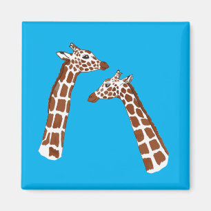 Giraffes kletsen op blauwe achtergrond magneet