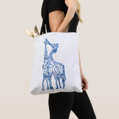 Giraffes kus tekening all-over-print Canvas tas (Dichtbij)