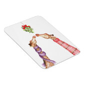 Giraffes kussen onder maretak kerstmagneet magneet (Rechterzijde)