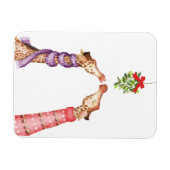 Giraffes kussen onder maretak kerstmagneet magneet (Horizontaal)