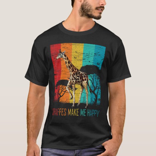 Giraffes Make Me Happy Zoo Keeper Animal  Giraffe T-shirt (Voorkant)