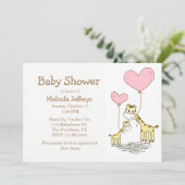 Giraffes met ballonnen Baby shower uitnodiging (Staand voorkant)