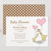 Giraffes met ballonnen Baby shower uitnodiging (Voorkant / Achterkant)