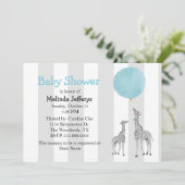 Giraffes met Balloon Baby shower Invitation Kaart (Staand voorkant)
