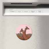 Giraffes met een roze lucht magneet (Insitu (Vaatwasser))