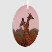 Giraffes met een roze lucht ornament (voorkant)