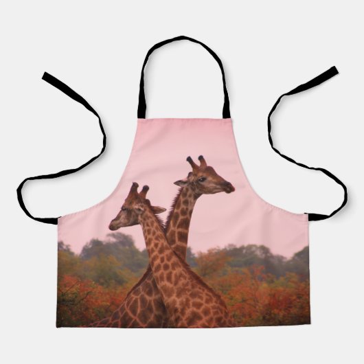 Giraffes met een roze lucht schort (Voorkant)