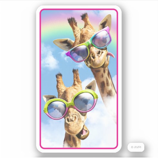 Giraffes met een zonnebril sticker (Voorkant)