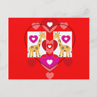 Giraffes met harten. briefkaart