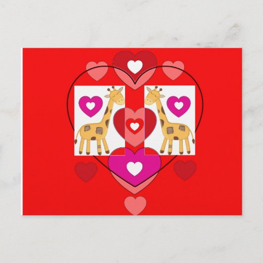 Giraffes met harten. briefkaart (Voorkant)