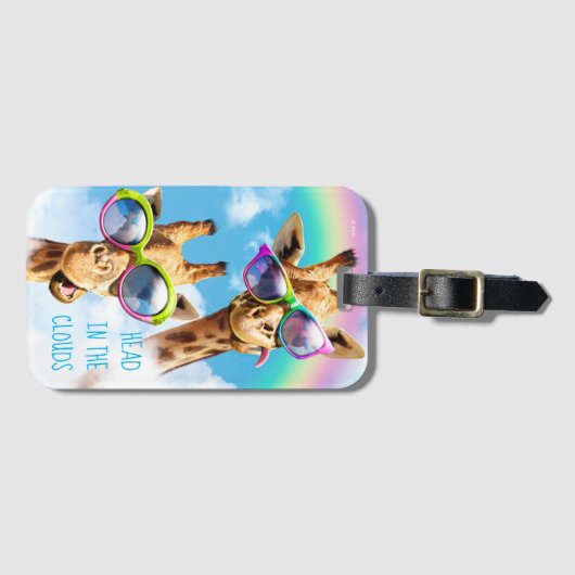 Giraffes met zonnebril bagagelabel (Voorkant (horizontaal))