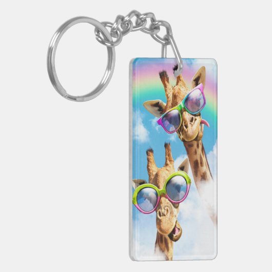 Giraffes met zonnebril sleutelhanger (Voorkant Links)