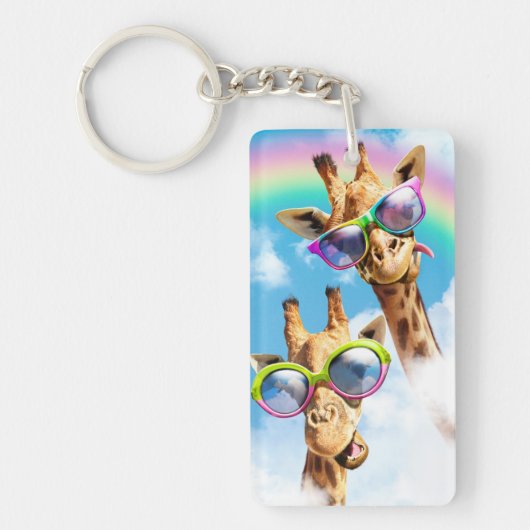 Giraffes met zonnebril sleutelhanger (Voorkant)