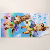 Giraffes met zonnebril strandlaken (Voorkant)