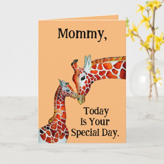 Giraffes Moederdag-Wenskaart Kaart (Gele Bloem)