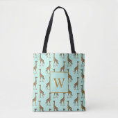 Giraffes Monogram Initiaal Tote Bag (Voorkant)