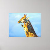 Giraffes onder blauw hemCanvas omgeven Canvas Afdruk (Voorkant)