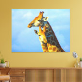 Giraffes onder blauw hemCanvas omgeven Canvas Afdruk (Insitu (Woonkamer))