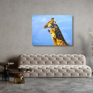Giraffes onder blauw hemCanvas omgeven Canvas Afdruk