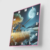 Giraffes onder de maanverlichte Afrikaanse nacht Vierkante Klok (Hoek)